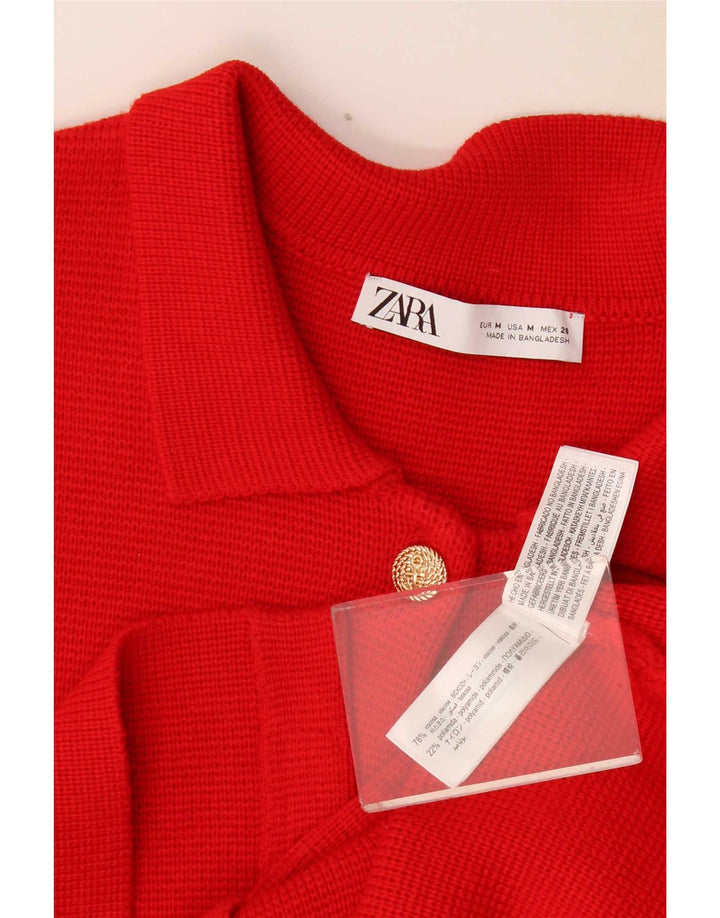 Zara Damen-Cardigan-Pullover UK 14 Mittelrote Viskose