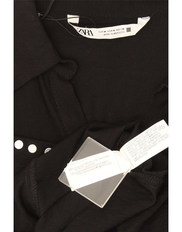 Zara Damen Hemdkleid UK 12 Mittelschwarze Viskose