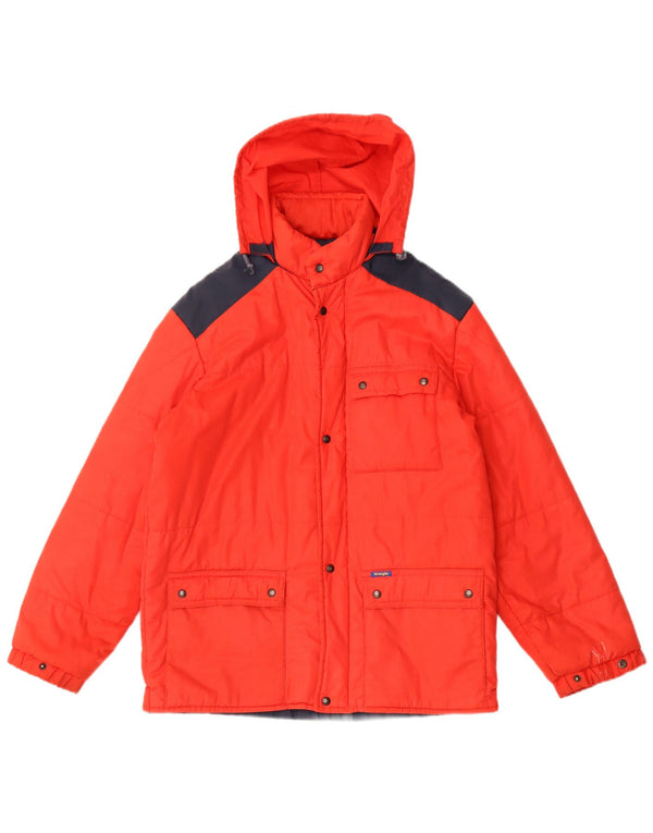 Wrangler Wattierte Damenjacke mit Kapuze, UK 20 2XL, Rot, Farbblock