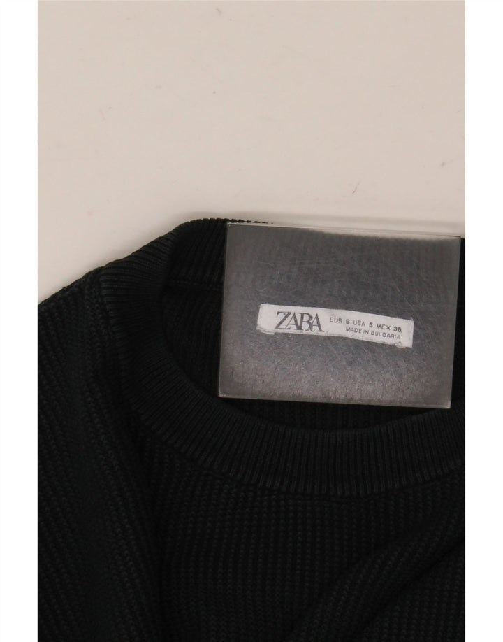 ZARA Herren-Pullover mit Rundhalsausschnitt, Größe S, Grün