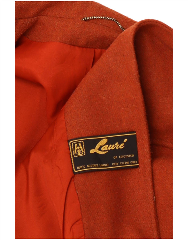 VINTAGE Damen 1-Knopf-Blazerjacke UK 14 Mittelorange Acetat