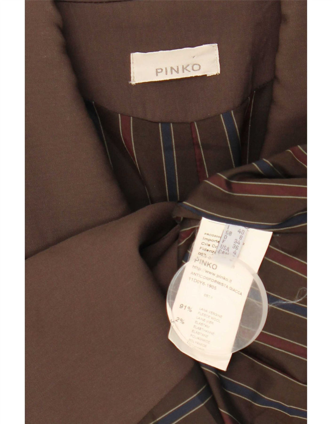 Pinko Damen 1-Knopf-Blazer-Jacke, UK 8, kleine braune Wolle