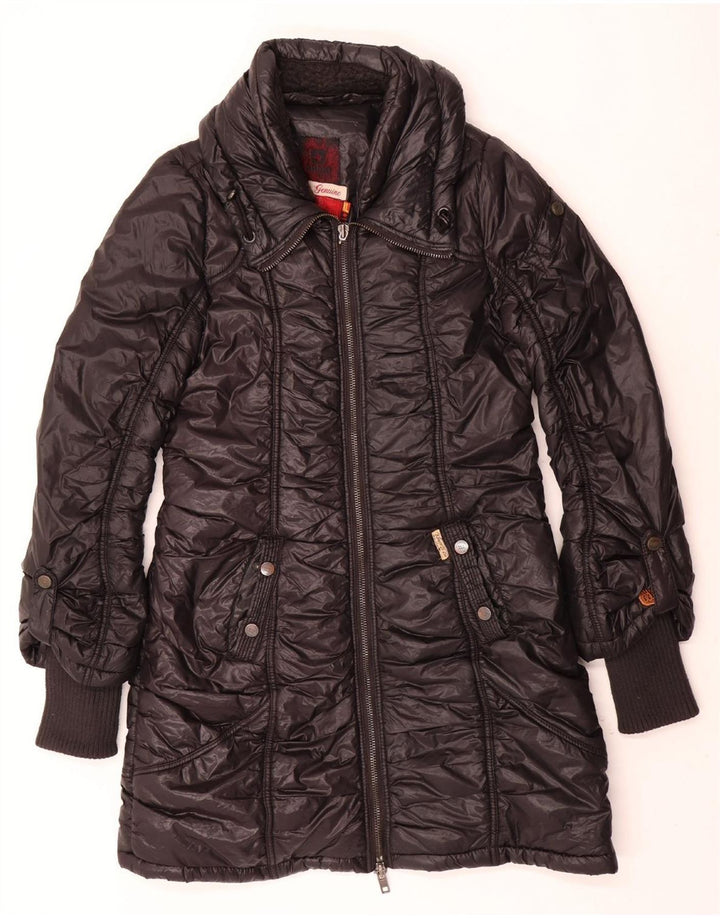 KHUJO Damen Wattierter Mantel UK 18 XL Schwarzes Nylon