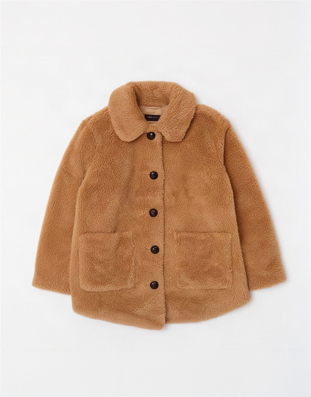 Marks & Spencer Teddybär-Mantel für Damen, UK 12, Mittelbeige, Polyester