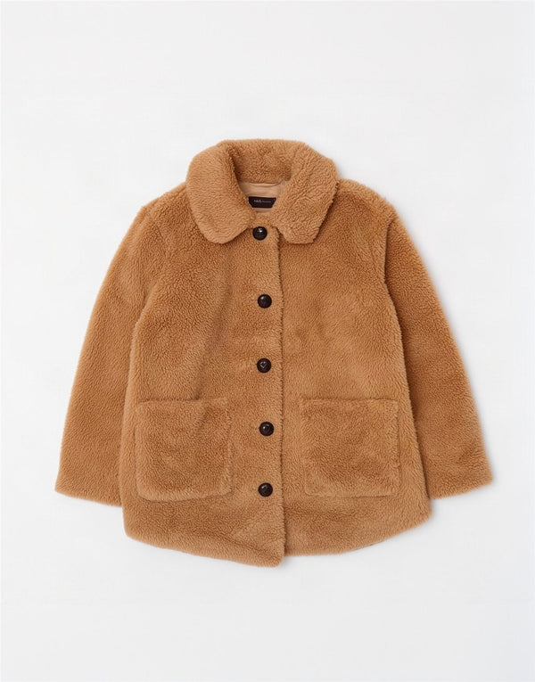 Marks & Spencer Teddybär-Mantel für Damen, UK 12, Mittelbeige, Polyester