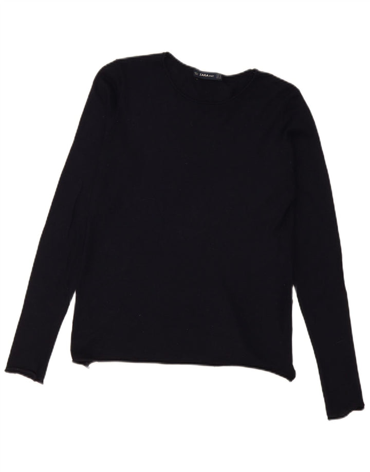 Zara Damen-Pullover mit U-Boot-Ausschnitt, Gr. 12, mittleres Marineblau