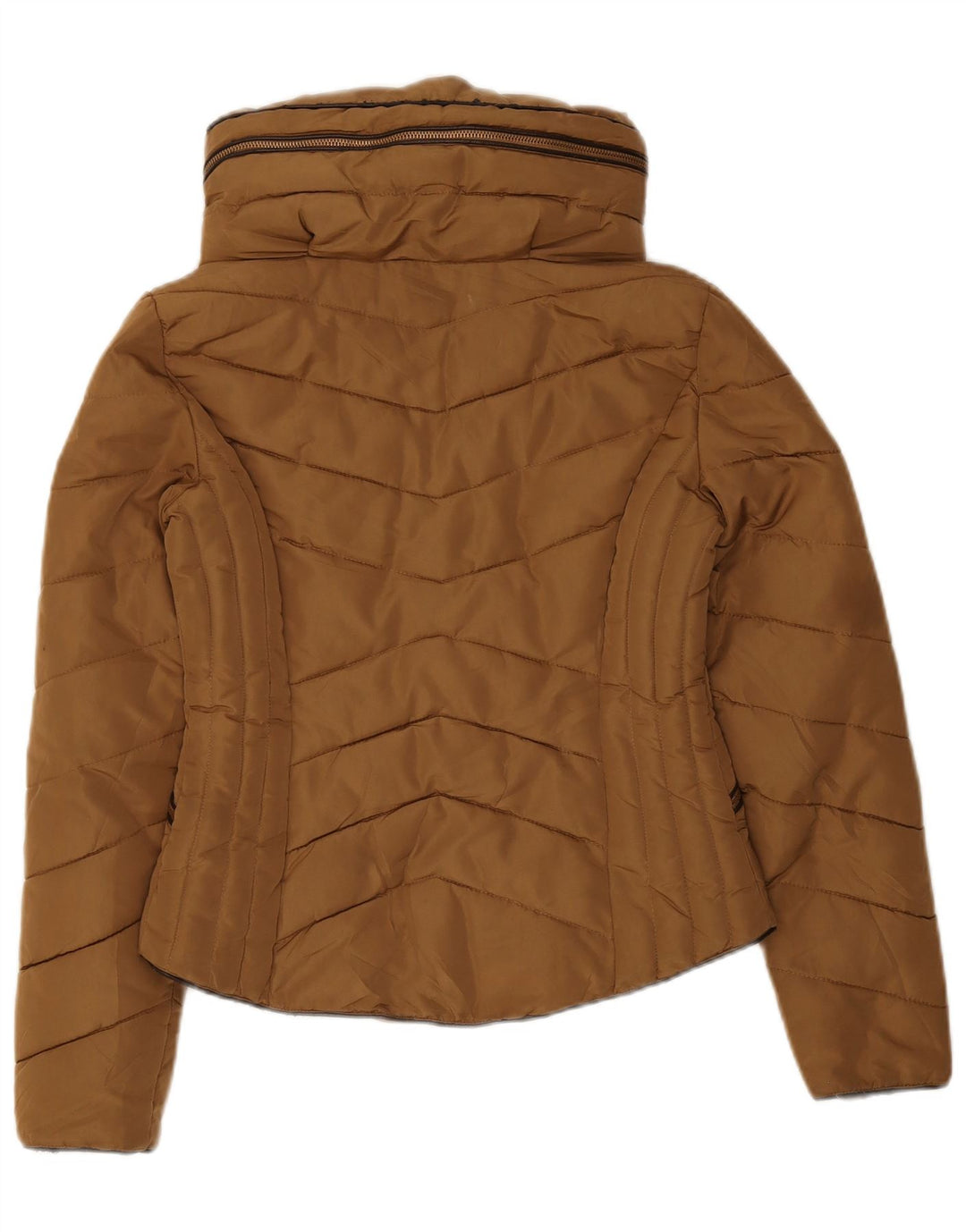 Zara Damen Wattierte Jacke UK 12 Mittelbraunes Polyester