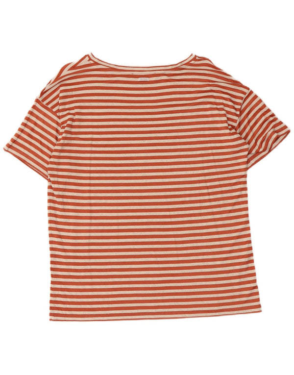 Max Mara Freizeit-T-Shirt-Oberteil für Damen, UK 14, Größe L, Kastanienbraun gestreift