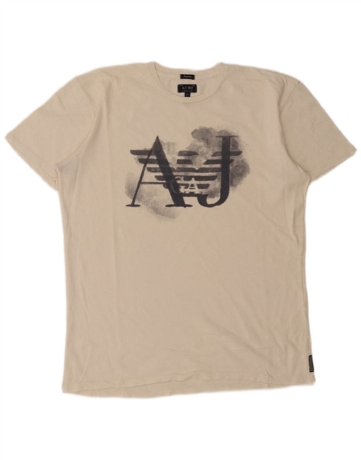 Armani Jeans Herren Regular Fit Graphic T-Shirt Top Large Weiß