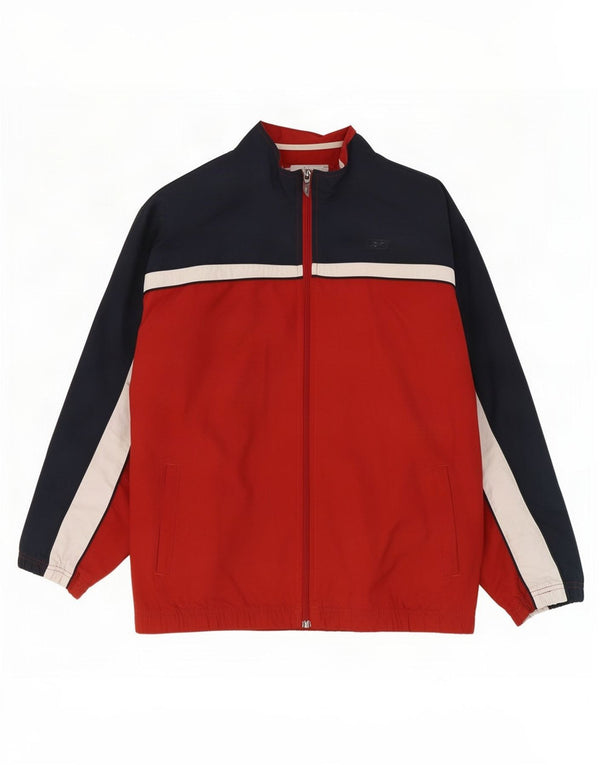 Reebok Boys Tracksuit Top Jacket 13-14 Years XL Red Colourblock Polyester