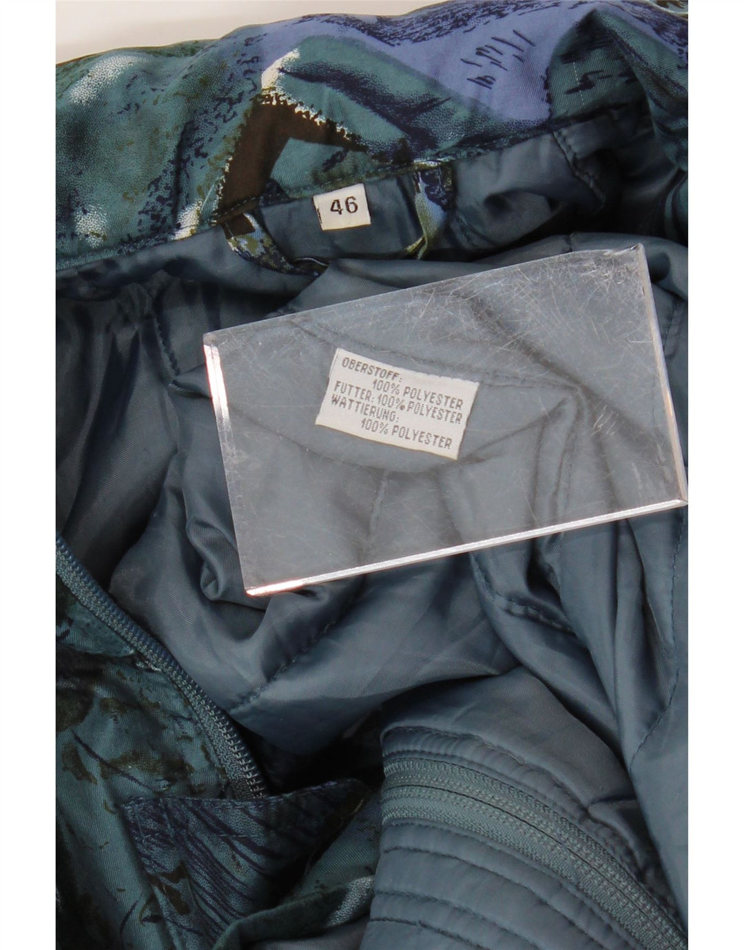 VINTAGE Damen-Windbreaker-Mantel mit abstraktem Muster, übergroß, EU 44, XL, Blau