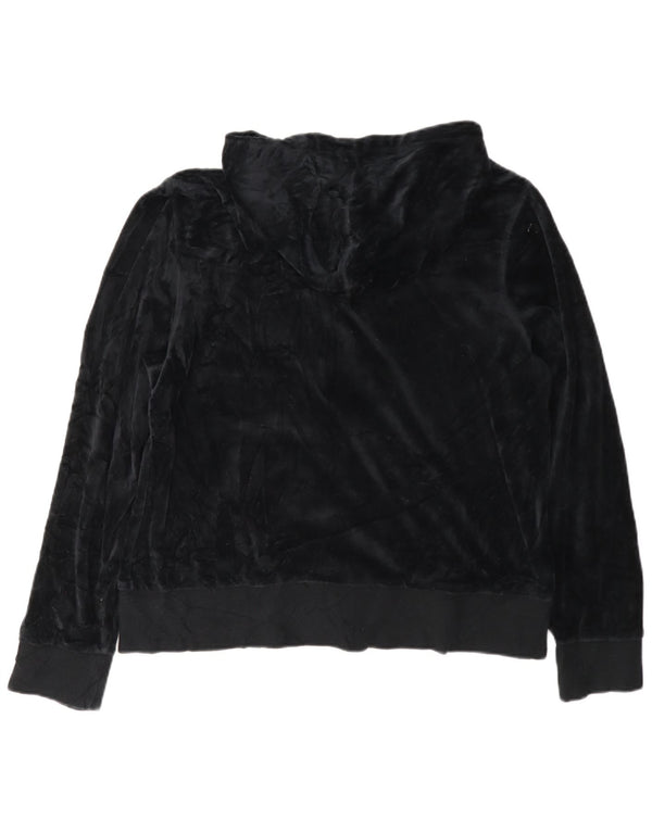 Calvin Klein Womens Velvet Zip Hoodie Pullover UK 18 XL Schwarz Baumwolle