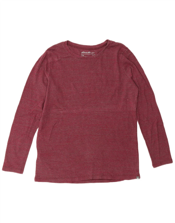 Eddie Bauer Damen Top Langarm UK 14 Large Burgund Baumwolle