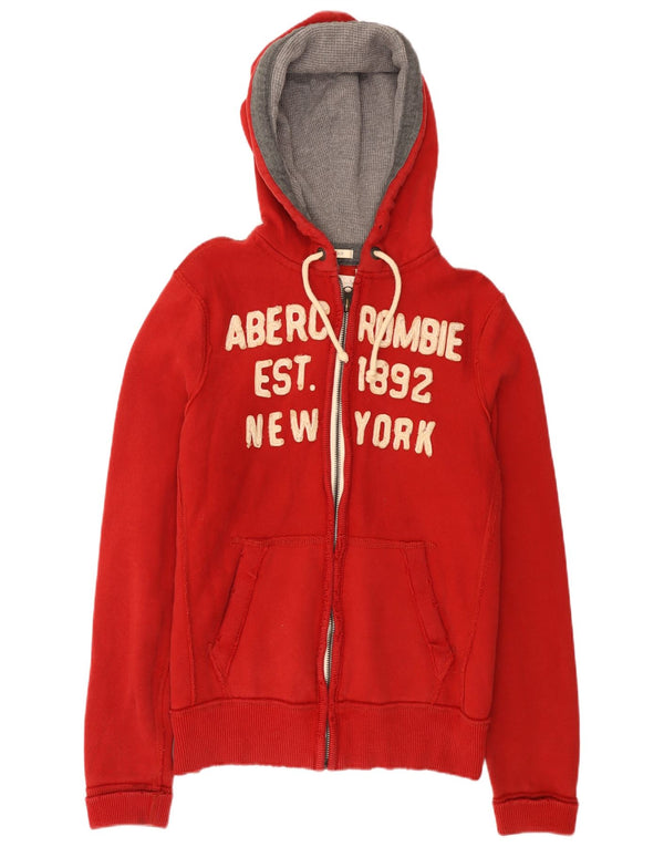 Abercrombie & Fitch Mens Graphic Zip Hoodie Sweater Medium Red Cotton
