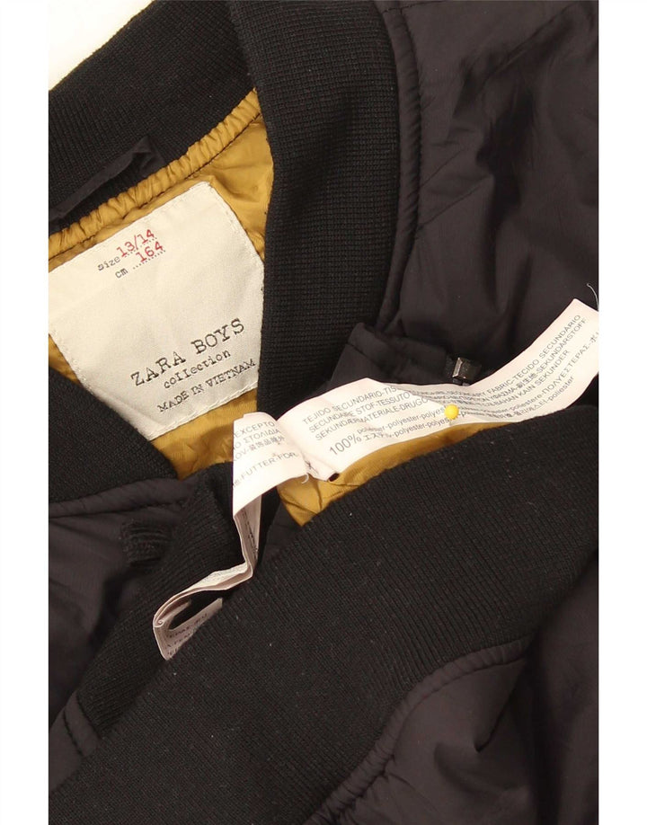 Zara Bomberjacke mit Grafik für Jungen, 13–14 Jahre, schwarzes Polyester
