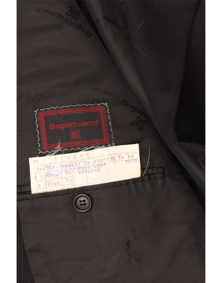 BIAGIOTTI Herren-Blazer mit 4 Knöpfen, IT 54, 2XL, schwarze Wolle