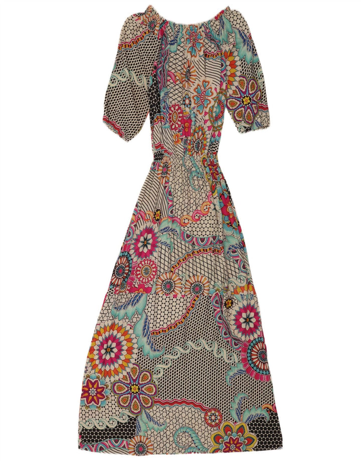 Desigual Damen Maxikleid mit 3/4-Ärmeln, EU 40, mittelgroß, mehrfarbig, Blumenmuster