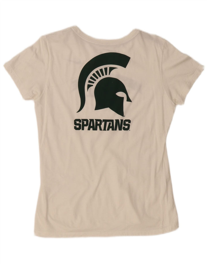 NIKE Damen Michigan State Graphic T-Shirt Top UK 12 Medium Off White