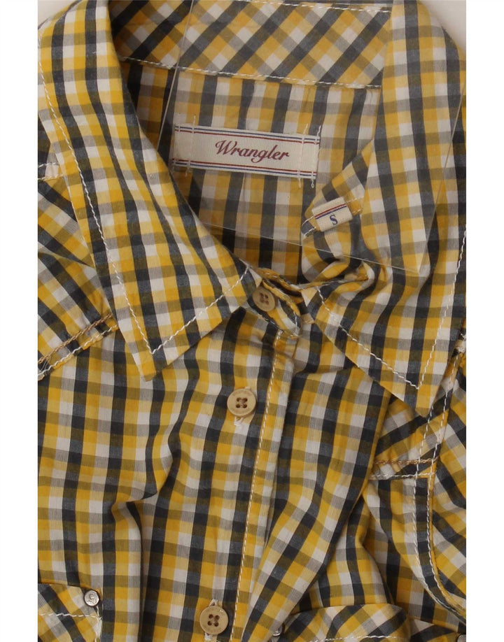Wrangler Womens Shirt UK 10 Small Yellow Gingham Cotton
