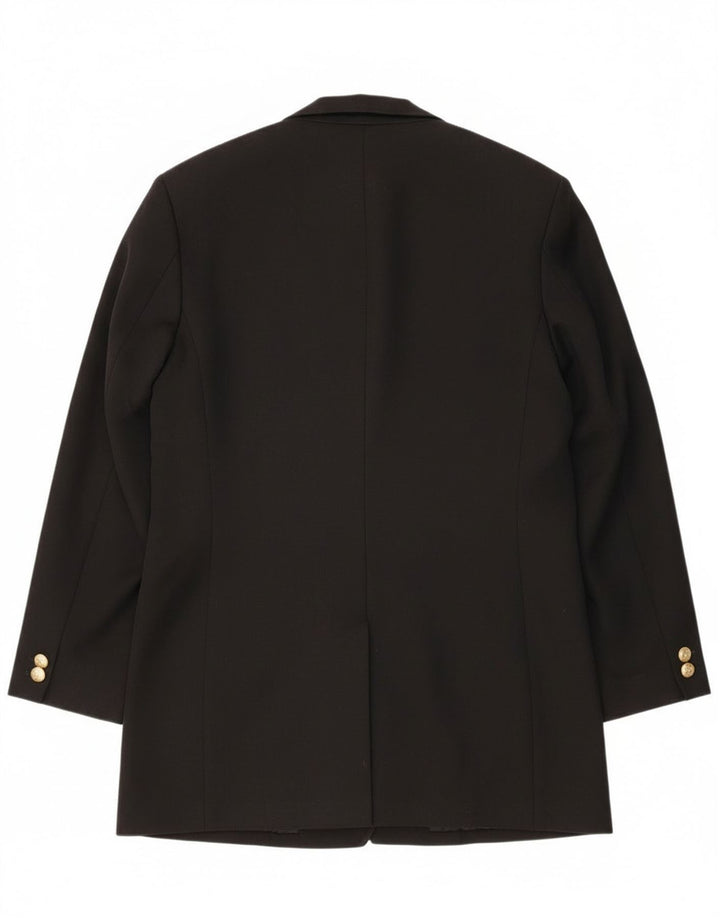 Marks & Spencer Zweireihiger Blazer für Damen, UK 14, Größe L, schwarze Wolle