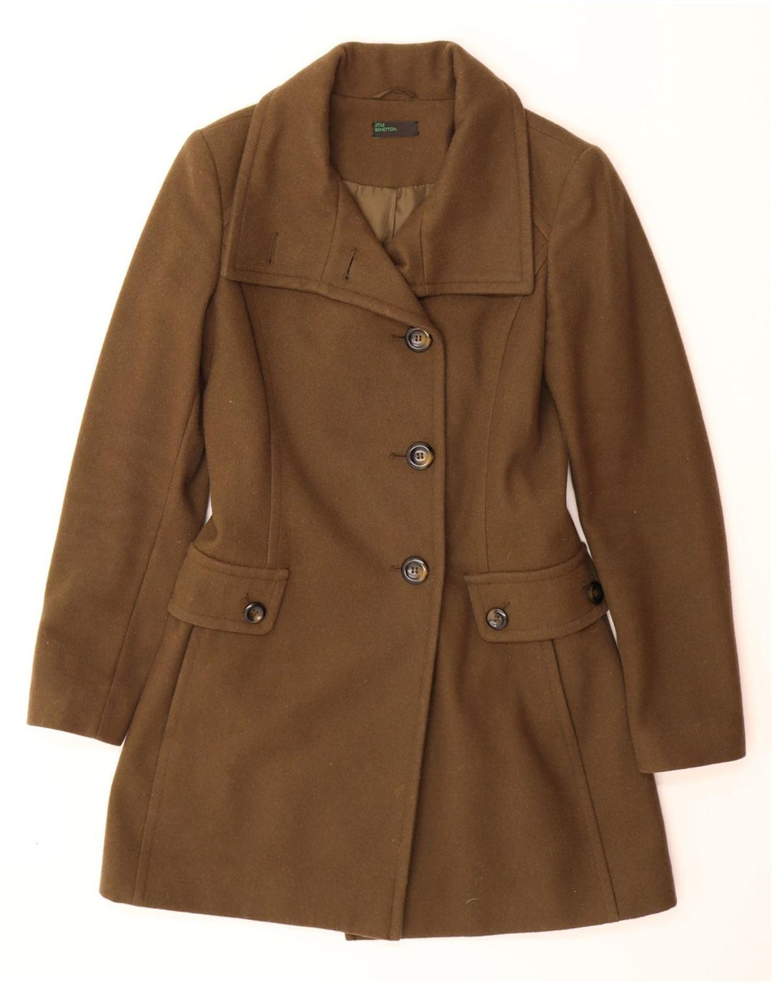 BENETTON Damenmantel UK 8 Small Braune Wolle