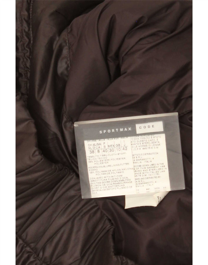 Sportmax Damen Übergroße gepolsterte Jacke UK 10 Small Braun Polyester