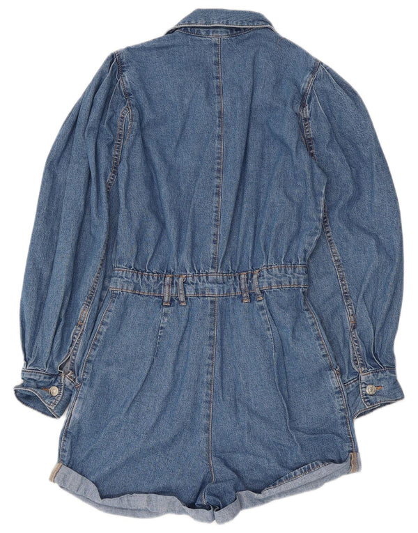 Zara Womens Denim Playsuit UK 4 XS Blaue Baumwolle