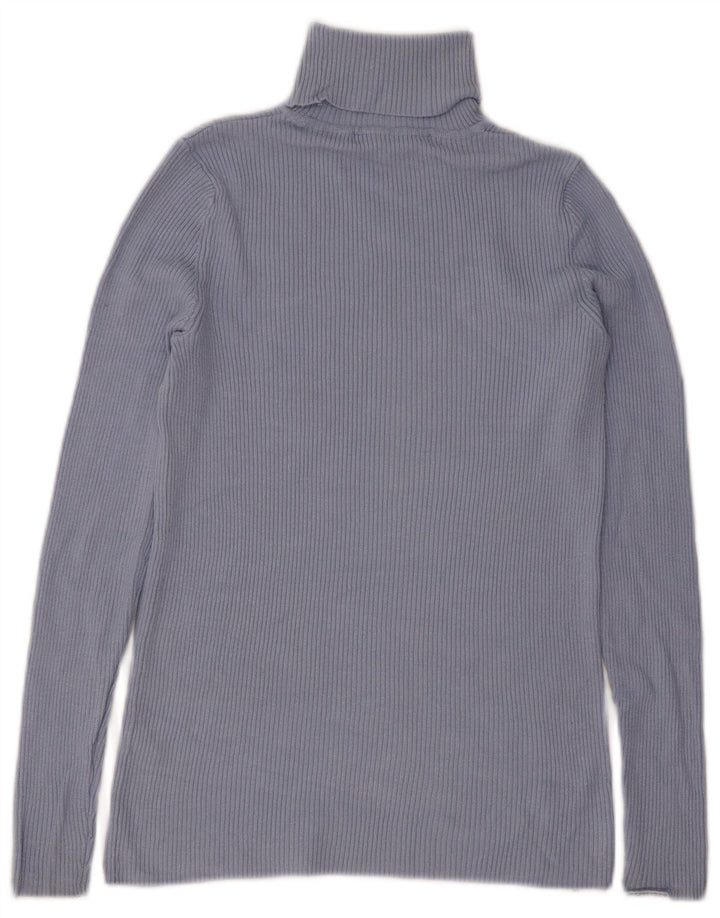 Marks & Spencer Damen Top Langarm UK 10 Small Blaue Viskose