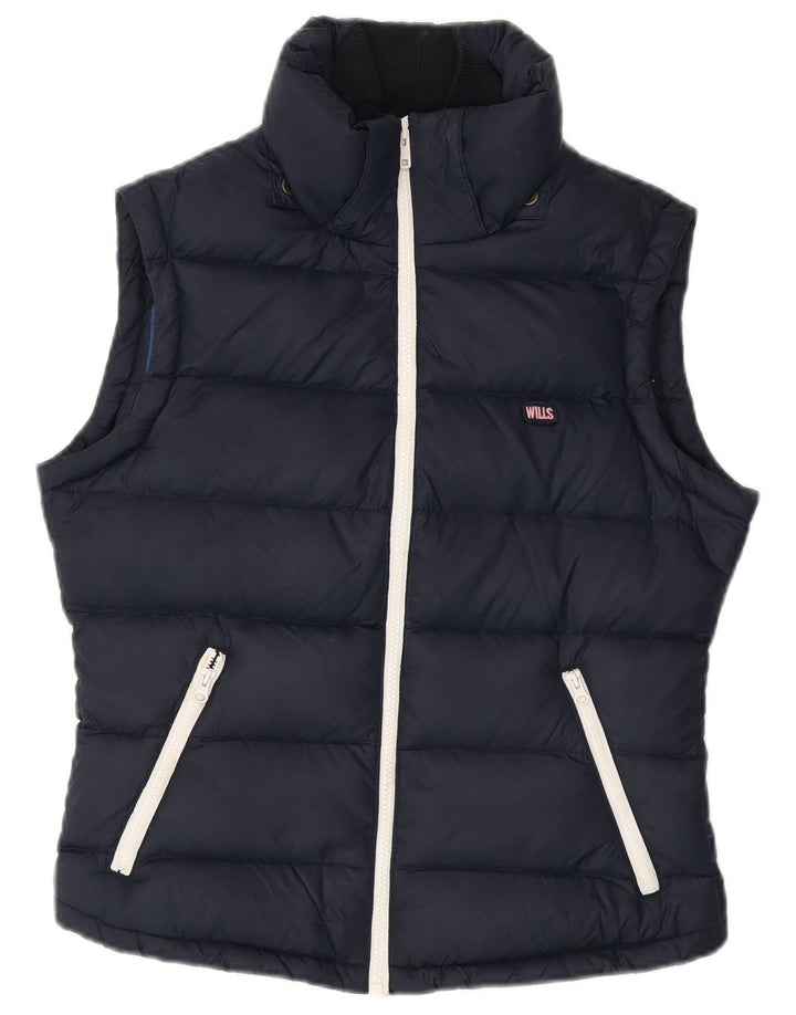 JACK WILLS Damen-Übergröße, gepolsterte Weste, UK 10, Größe S, marineblaues Nylon
