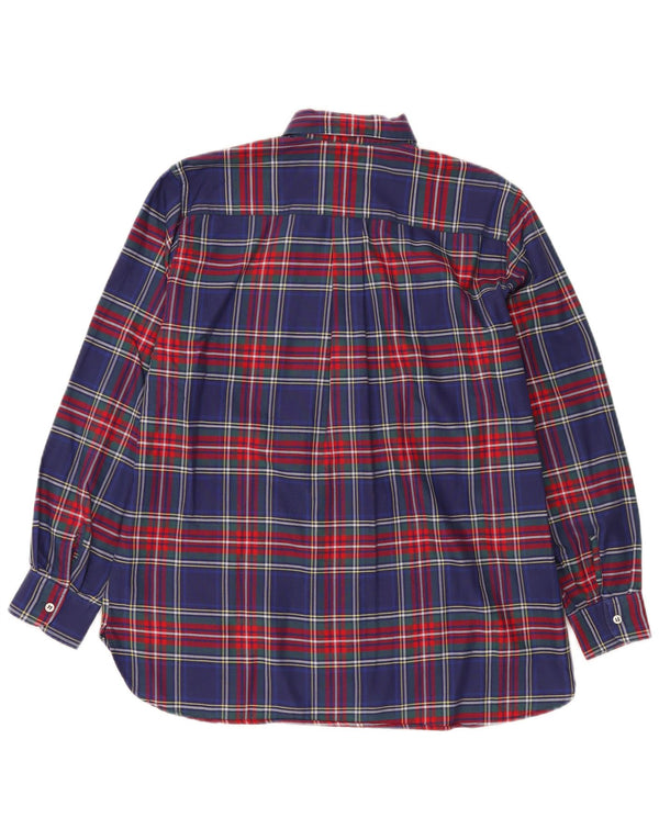 Benetton Mens Shirt Small Blue Plaid Cotton