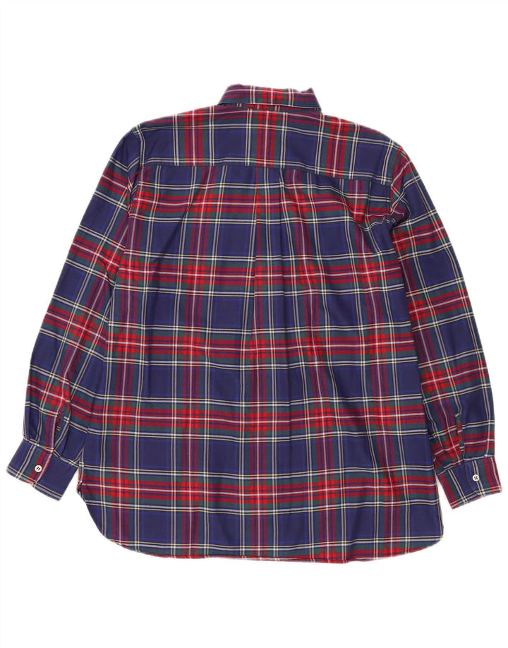 Benetton Herrenhemd, klein, blau, kariert, Baumwolle