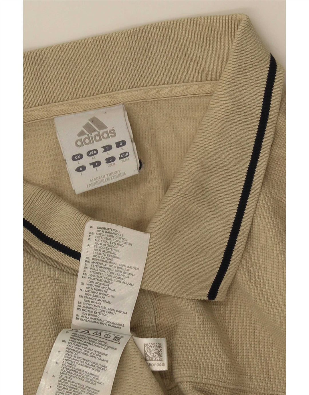 Adidas Herren-Poloshirt, groß, beige, gestreift, Baumwolle