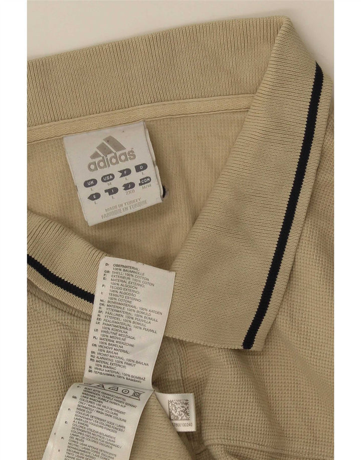 Adidas Herren-Poloshirt, groß, beige, gestreift, Baumwolle