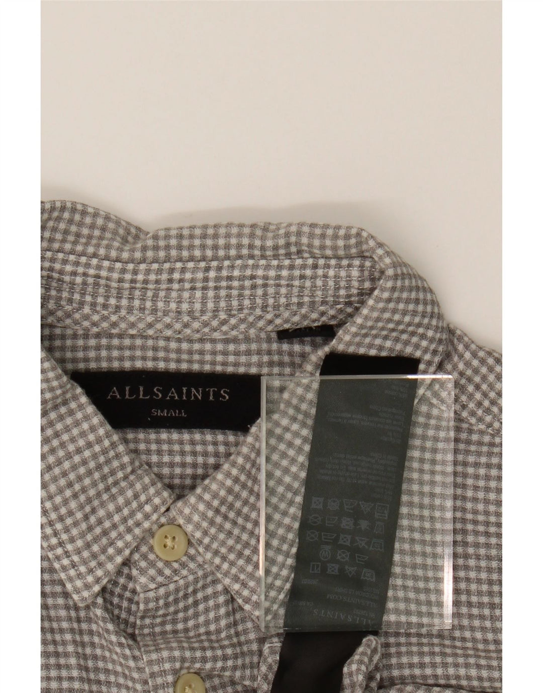 ALL SAINTS Mens Shirt Small Grey Gingham Cotton Vintage All Saints and Second-Hand All Saints from Messina Hembry 