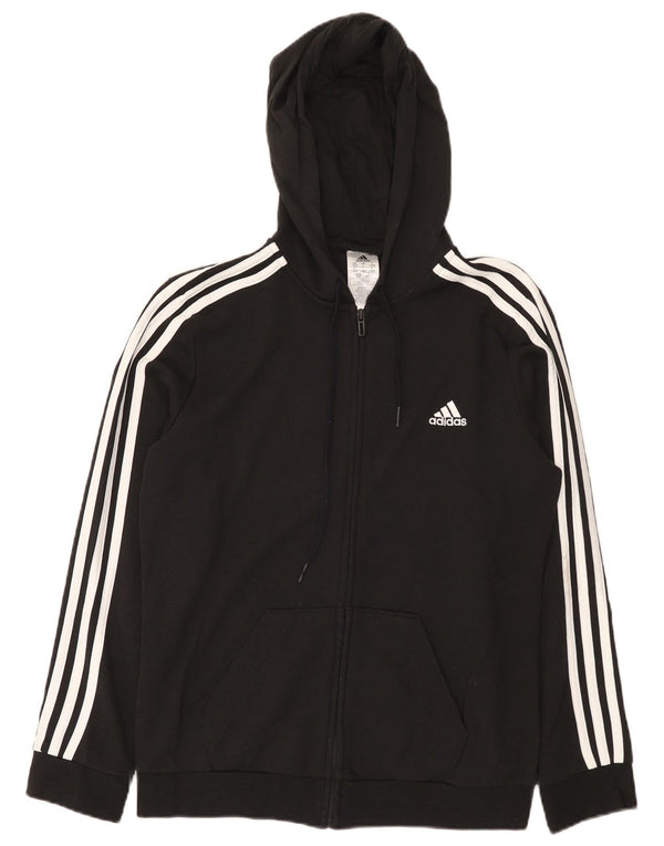Adidas Damen Zip Hoodie Pullover UK 16/18 Große schwarze Baumwolle