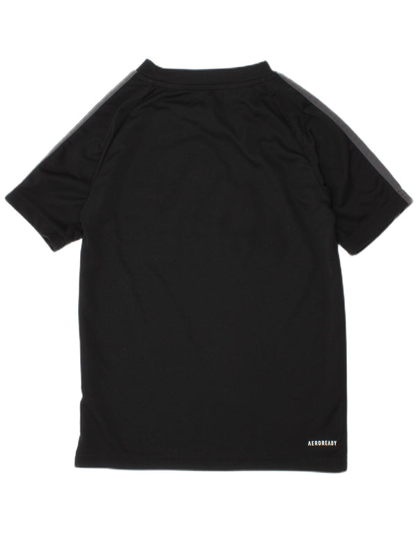 Adidas Jungen Aeroready Graphic T-Shirt Top 7–8 Jahre, schwarzes Polyester