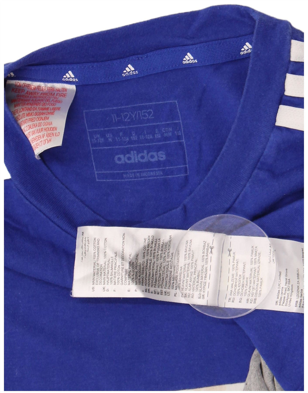 Adidas T-Shirt für Jungen, 11–12 Jahre, blaue Farbblock-Baumwolle