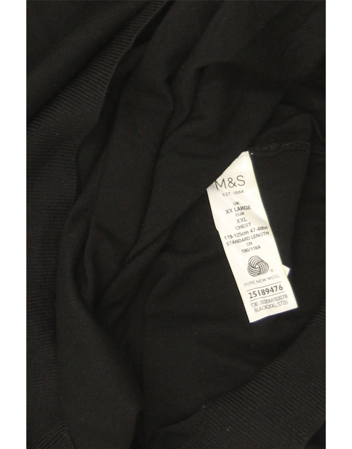 Marks & Spencer Herren-Pullover mit V-Ausschnitt, 2XL, schwarze Merinowolle