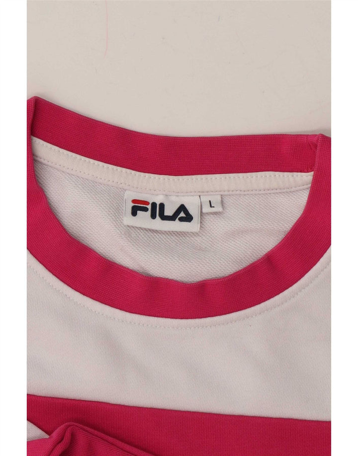 Fila Damen-Pullover, übergroßer Crop-Sweatshirt, Gr. 16, Größe L, Weiß, Farbblock