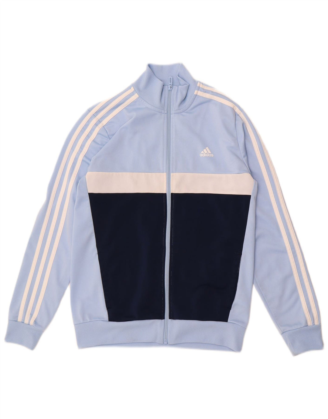 Adidas Jungen-Trainingsanzug-Top-Jacke, 13–14 Jahre, blaues Colourblock-Polyester