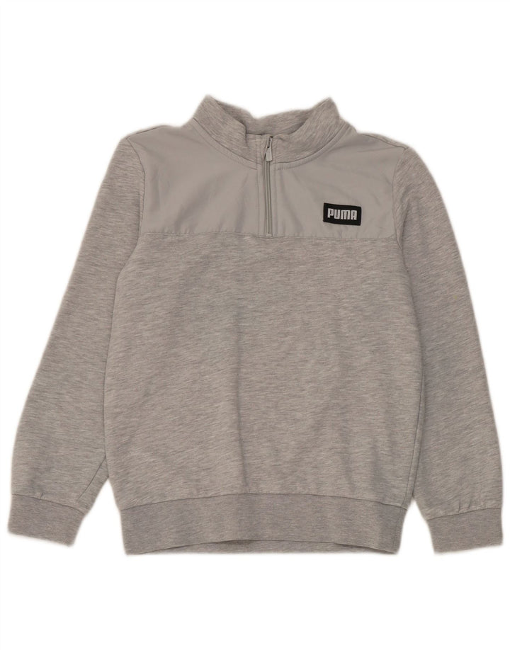 Puma Jungen-Sweatshirt mit Reißverschluss, 11–12 Jahre, grau gefleckt