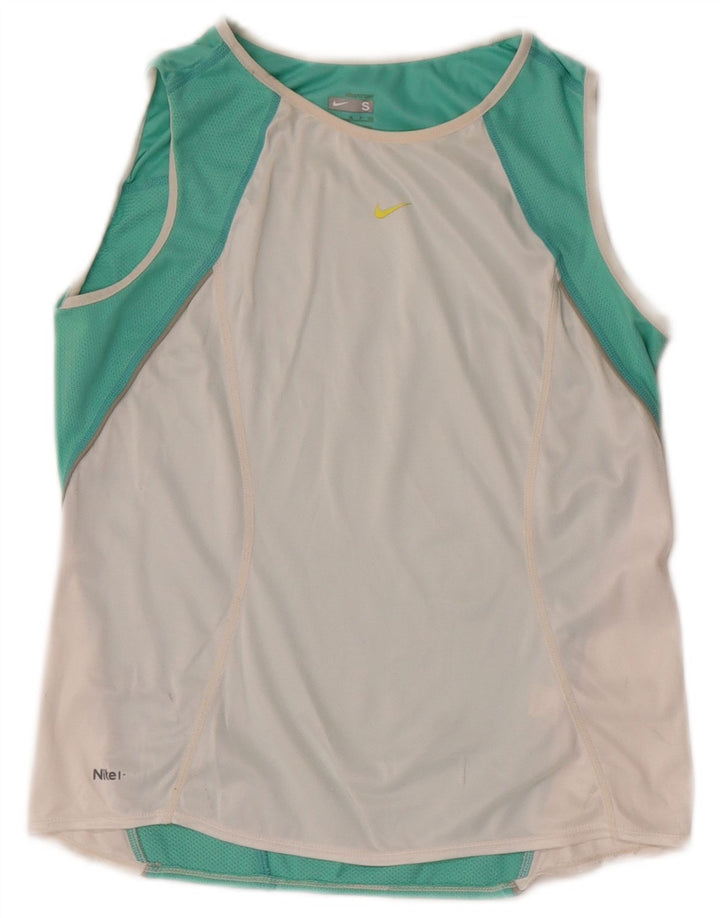 Nike Damen Crop Vest Top UK 8 Small Weiß Farbblock