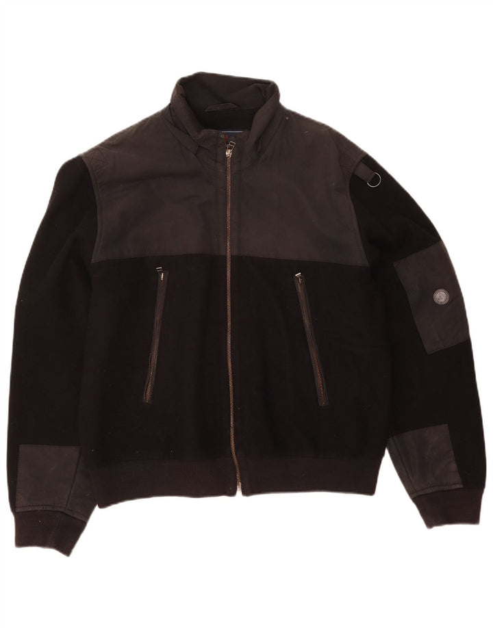 Ivy Oxford Herren Bomberjacke IT 50 Große schwarze Colourblock-Wolle