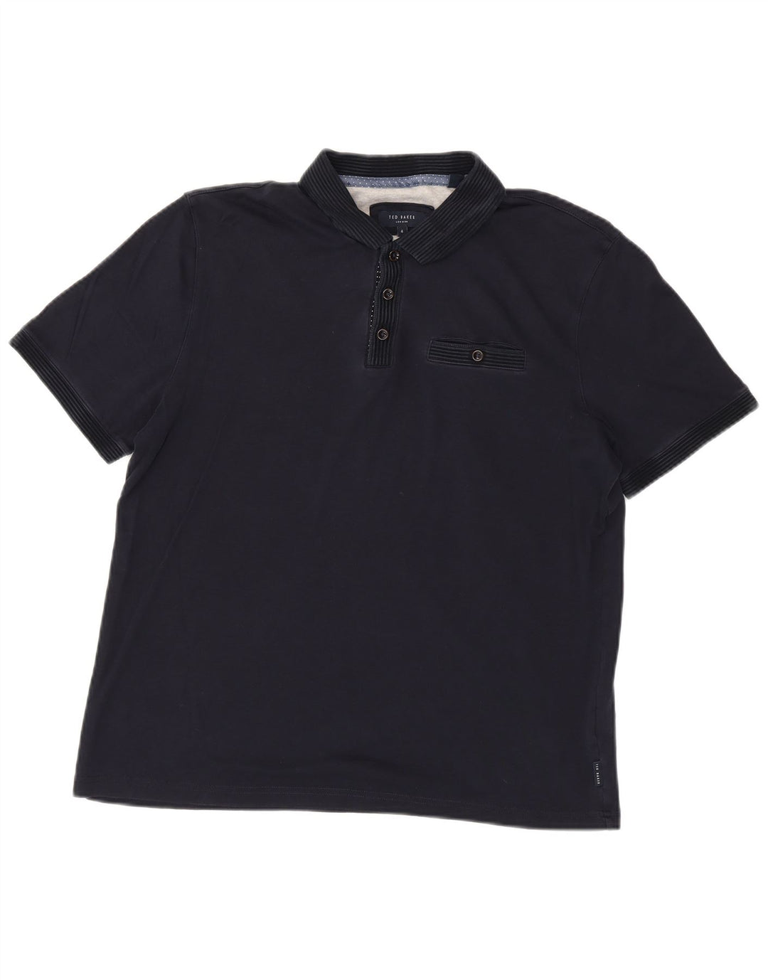 Ted Baker Herren-Poloshirt, Größe 4, groß, marineblaue Baumwolle