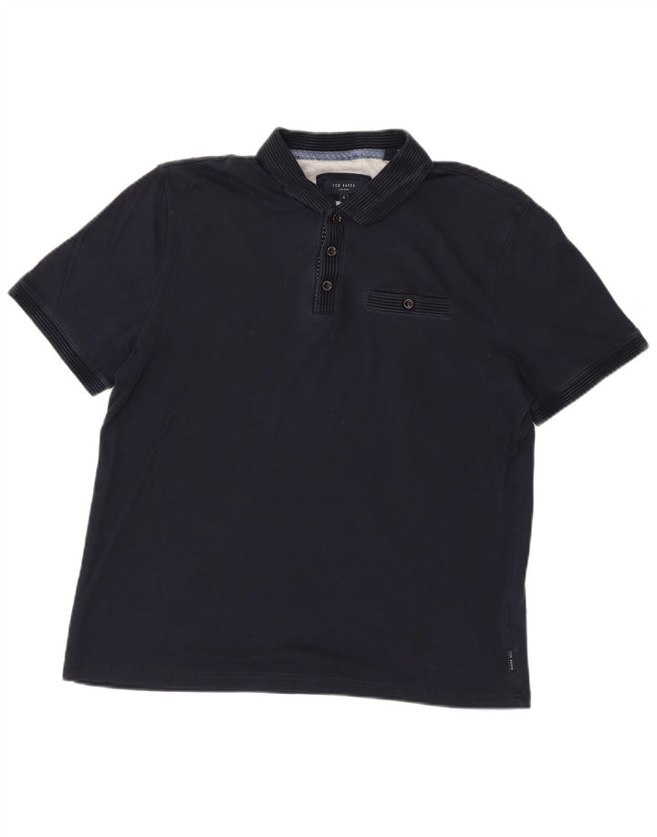 Ted Baker Herren-Poloshirt, Größe 4, groß, marineblaue Baumwolle