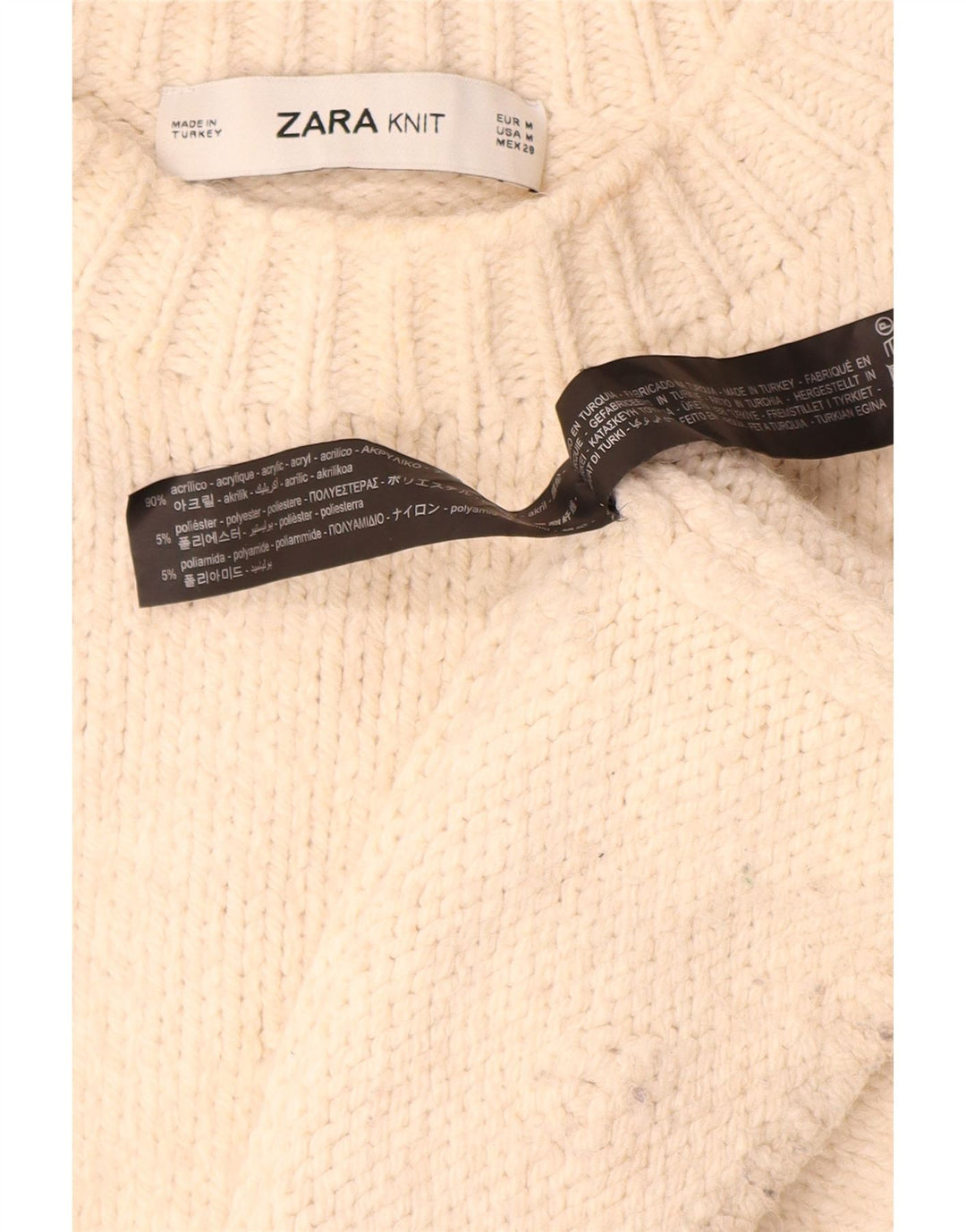 Zara Damen-Pullover, übergroß, Rundhalsausschnitt, Gr. 14, Mittelbeige, Acryl