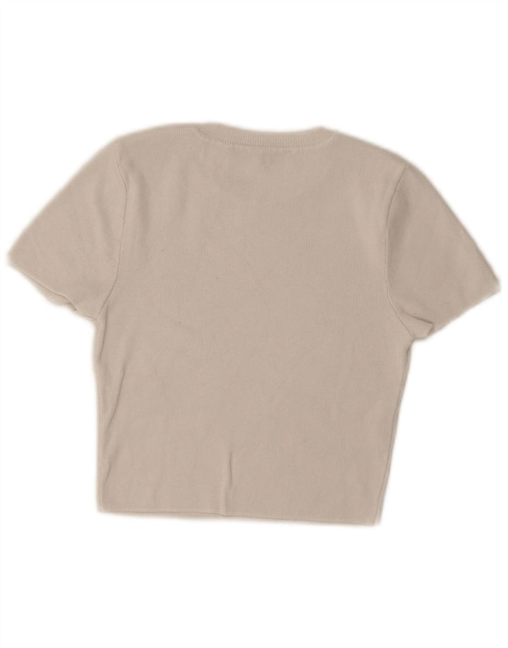 Zara Damen Crop T-Shirt Top UK 12 Medium Weiß
