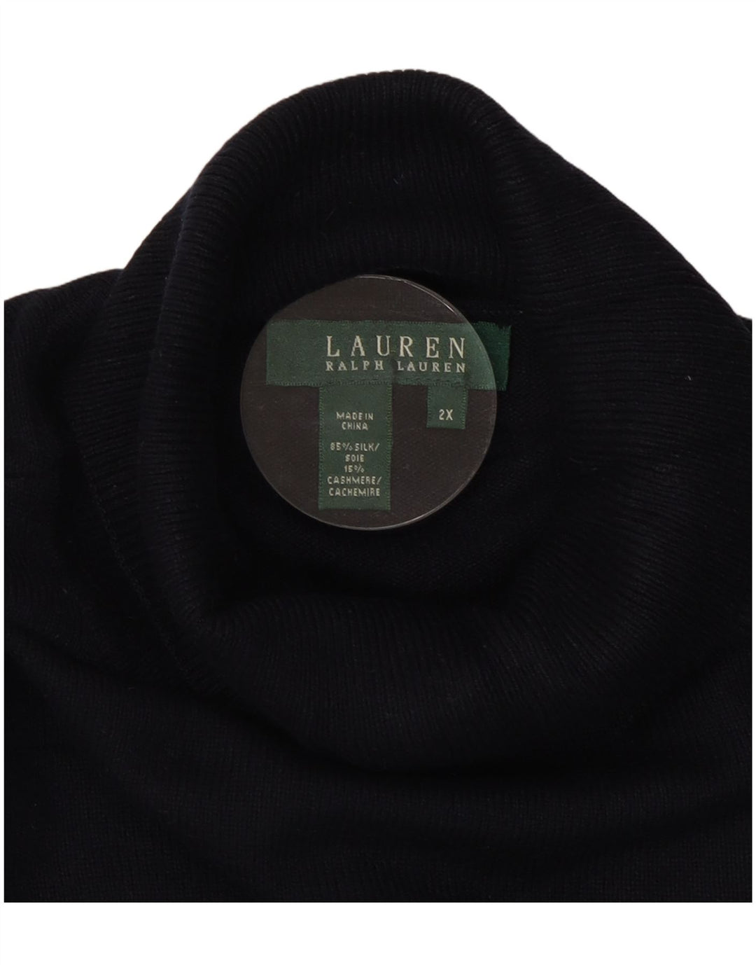 RALPH LAUREN Rollkragenpullover für Damen UK 20 2XL Marineblaue Seide