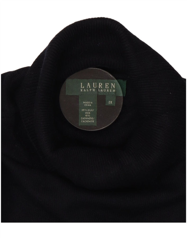 RALPH LAUREN Rollkragenpullover für Damen UK 20 2XL Marineblaue Seide