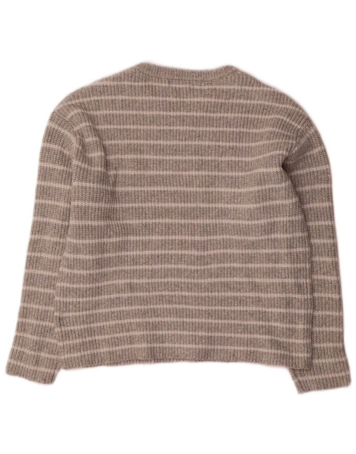Marks & Spencer Damen Pullover mit Rundhalsausschnitt, UK 14, Mittelgrau gestreift